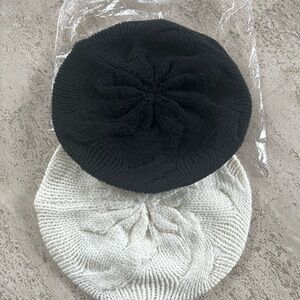 Elegant Black and White Knit Beret Set